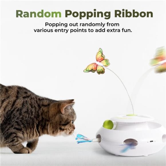 3 in 1 Interactive Cat Butterfly Flutter Toy with Rolling Balls - Picture 4 of 7